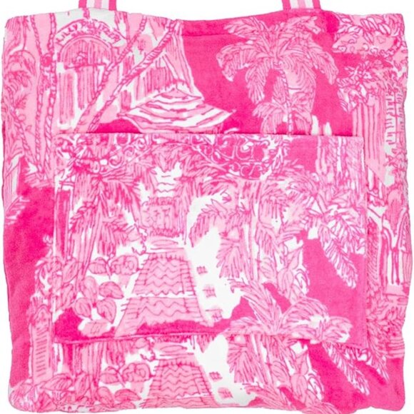 Lilly Pulitzer Towel Tote Bag Travel Beach Towel with Terrycloth Tote Bag - Picture 1 of 4